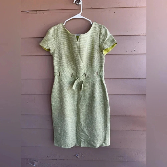 Vintage Talbots Green Tweed Knee Length Dress / Modest Dress - Women's Size 8P - Picture 1 of 4